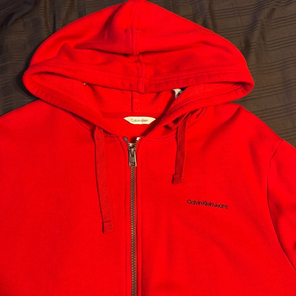 Calvin Klein Jeans Red & Black Hoodie Casual Sweatshirt